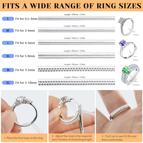 ring sizers for loose rings ring guards for loose rings fit any rings invisible ring size adjuster never sliding off and spinning 12 pcs