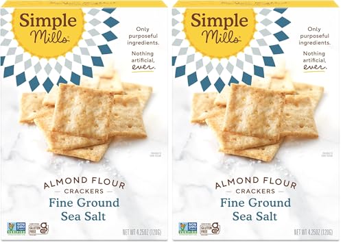Simple Mills Almond Flour Crackers, Fine Ground Sea Salt, 4.25 Oz (Pack of 2)