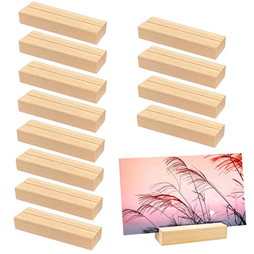 maguja 12 Stücke Holz Kartenhalter, 10x3x2cm Natürliches Massivholz tischkartenhalter Sind Dekorativ und Stehen Sicher, Platzkartenhalter für Restaurants, Hochzeiten, Bankette und Partys Fotoständer Cover