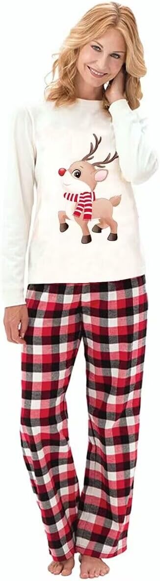 LIONVI Family Matching Christmas Pajamas Set Cotton Xmas Deer Holiday Pajamas Sleepwear Dad Mom Kids PJs - Image 2