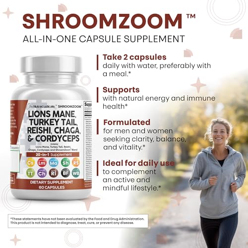 image for Clean Nutraceuticals Lions Mane 20in1 Mushroom Supplement with Turkey 