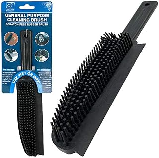 PROFESSIONAL 2 IN 1 RUBBER HAND BRUSH GENERAL PURPOSE CLEANING BRUSH WITH SCRATCH FREE RUBBER BRISTLES - IDEAL FOR PET HAIR REMOVAL FROM CARPETS AND FURNISHINGS by THE DUSTPAN AND BRUSH STORE