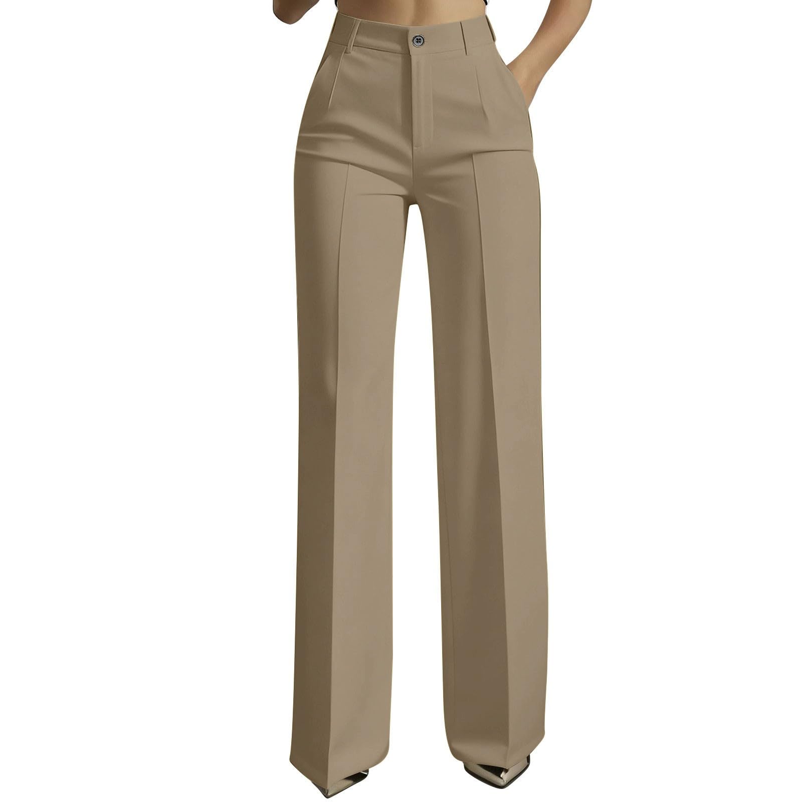 Dress Pants for Women Trendy 2026 High Waist Stretchy Work Pants Business Casual Straight Leg Trousers with Pockets — view 9