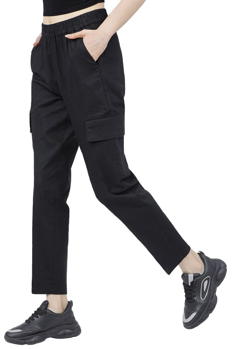 Dennis Lingo Women Pant Cargo Trouser 4 Pocket Straight fit Pant for Girls Ladies Ankle Pant in neutral