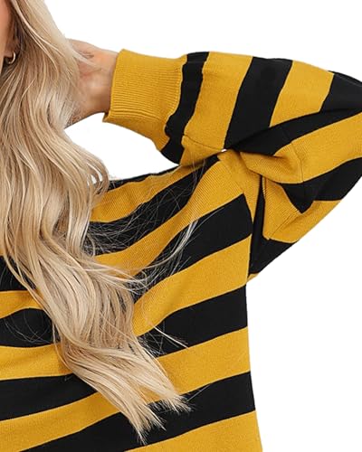 Totatuit Womens Oversized Sweaters Casual Long Sleeve Crewneck Striped Knit Pullover Tops Cute 2024 Fall Sweaters2