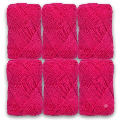 Image of Wool Oon Yarn for Knitting & Crochet, Soft Knitting Wool Thread for DIY Craft Projects, Sweater & Baby Knitting Yarn, Crochet Craft Wool, Multicolor Yarn (Pack of 6, Pink)