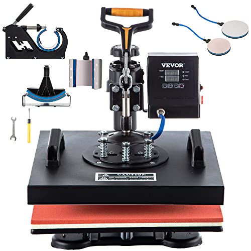 Image of VEVOR Heat Press Machine - 6 in 1 Combo Heat Press Sublimation Machine for DIY T-Shirts /Hats /Mugs /Heat Transfer Projects, 15x15 Multifunction Swing Away Heat Press with 360 Rotation