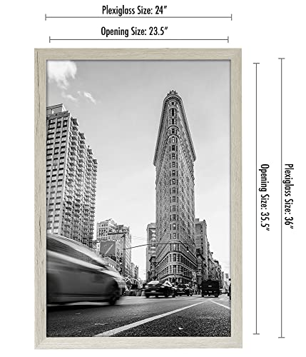 Image of Americanflat 24x36 Poster Frame - Gray Engineered Wood with Polished Plexiglass - Wide Picture Frame for Vertical or Horizontal Wall Display - Epic Collection - Gray