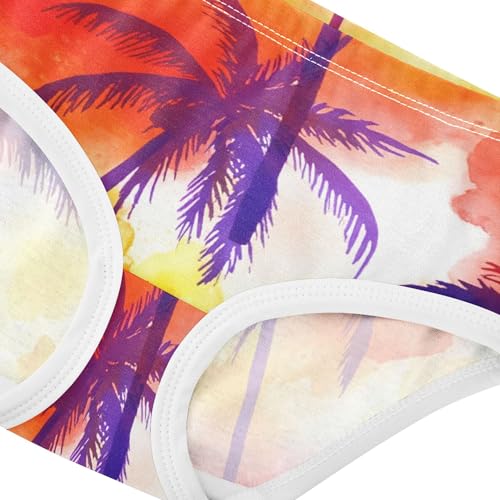 Cotton Toddler Girls Underwear Palm Trees Vibrant Orange Little Girl Panties Personalized Undies Kids Briefs 2t4