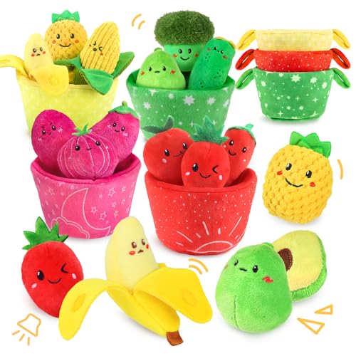 Image of SAIMAND Montessori Baby Sensory Toys – 16 PCS Plush Fruit & Veggie Color Sorting Play Food with Crinkle & Rattle, Baby Toys 6-12 Months, Learning Toys for 1 Year Old Boys Girls Gifts