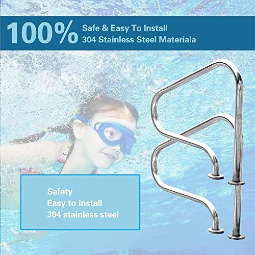 Baranda para piscina de acero inoxidable 3 curvas 80 cm miniatura 3