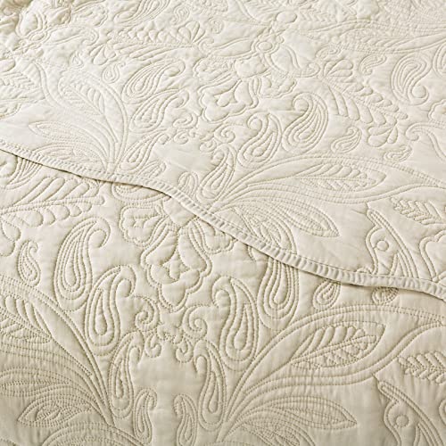 Honeilife Oversized Bedspread Quilt Sets - 3 Piece California King Quilt Microfiber Bedspreads Reversible Coverlets Lightweight Bed Cover Paisley Bedding Sets All Season Quilts-111 X106,Beige #TOP5