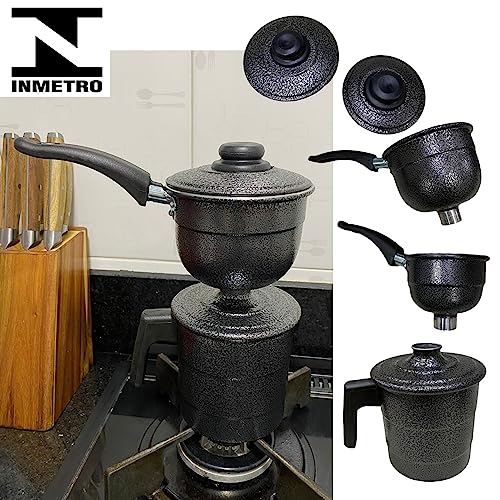Kit 2 Cuscuzeiras Tamanho Individual Porção Única Duas Conchas Prático 2 em 1 Alumínio Craqueado Faz