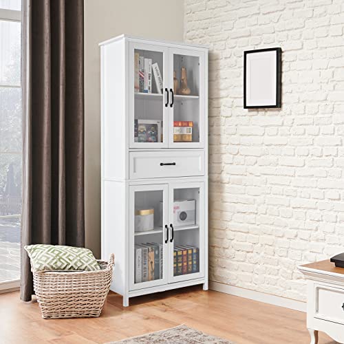 Qyisiuy Fch American Country Mdf Spray Paint Upper Two Doors Middle Drawer Lower Two Doors Bookcase White #TOP4