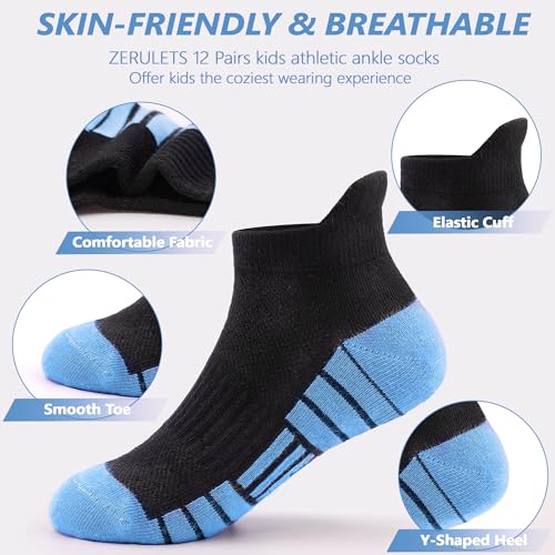 Kids Socks Boys Sock, 12 Pairs Ankle Athletic Low Cut Sport Short Socks for Boys Girls Toddler 1-14 Years2