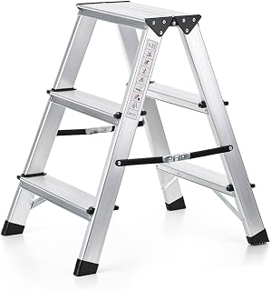 XXXDXDP Folding 2 Step Ladder 150kg/330pound Capacity Aluminum Ladder Stepladder Non-Slip Adjustable Telescopic Industrial Ladder
