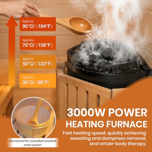 Image of OUTEXER 2 Person Sauna Steam Traditional Saunas Home Spa Saunas 240V 3KW