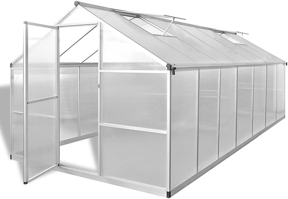 Reinforced Aluminum Walk-in Greenhouse, 165.7"x98.4"x76.8" Outdoor Heavy Duty Large Green House, Polycarbonate Garden Greenhouses for Plants, Seedlings, Herbs, or Flowers 113.3 ft²