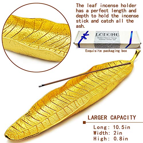 Incense Holder Set - Leaf and Snail Incense Burner,Incense Holders for Sticks Ash Catcher,Durable Zinc Alloy Materia,Modern Natural Design,Incense Ash Catcher Tray,Best for Meditation,Yoga,Home,Office