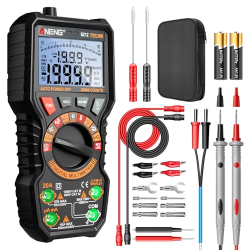 ANENG Multimeter Digital Voltmeter 20000 Counts Trms Max/Min Ampere Messgerät AC/DC Spannung Strom,NCV,Widerstand,Kapazität,Diode,Großes LCD-Anzeige und Hintergrundlicht Automobilwerkzeuge