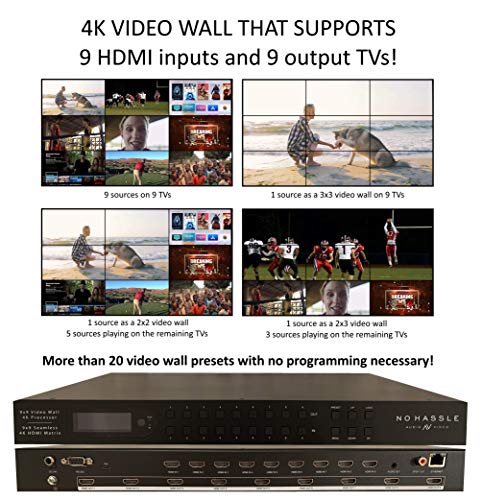 3x3 Video Wall 4K Controller with 9 inputs 9 outputs (9x9) 4x2 2x4