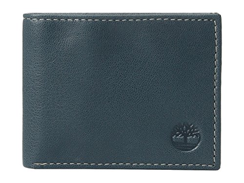 Image of Timberland Men's Blix Slimfold Leather Wallet, Navy, One Size
