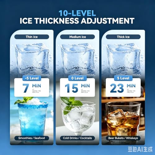 Image of Tehanld Commercial Ice Maker, 110LBS /24H Ice Maker for Home, Rest, Bar