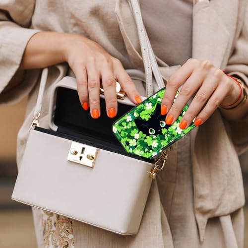 Image of Card Holder Credit Cards Holder for Women RFID wallet women Business Card Holder Wallet Mini Aluminum Card Wallet RFID Blocking Slim Metal Hard Card for Women, Flower Cat