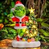 Solar Garden Outdoor Statues Green Monster with Christmas Tree and 6 LED Lights Christmas Lawn Deco Statue for Patio Balcony Yard Ornament Unique Christmas Housewarming Gifts