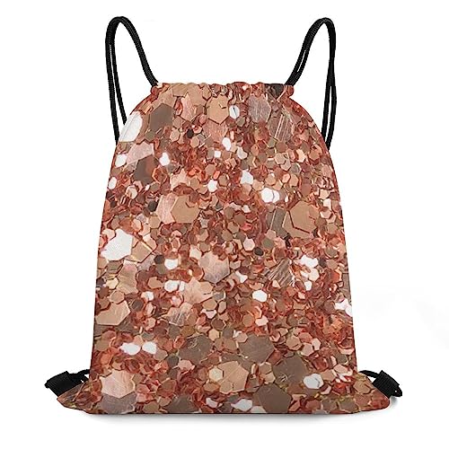 Klapprucksack Blume Gold Große Pailletten Reiserucksack Alltag Rucksack Mit Kordelzug Wasserdicht Turnbeutel Mit Kordelzug Für Outdoor, Mädchen, Schule, 36X42Cm