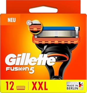 Gillette Fusion5 Lame di ricarica da uomo, 12 lame di ricarica con Lubrastrip per una rasatura da vicino