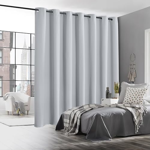 Image of RYB HOME Blackout Sliding Door Curtain, Thermal Insulated&Privacy Drape for Patio /Living Room /Bedroom, Extra Wide Room Divider Curtain, Window Treatment, Greyish White, W100 x L84, 1 Panel