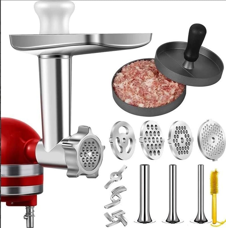 Accesorio De Metal For Moler Alimentos, Compatible Con Batidoras De Pie KitchenAid. Picadora De Carne Y Embutidora. ¡Excelente Accesorio For KitchenAid 2024!
