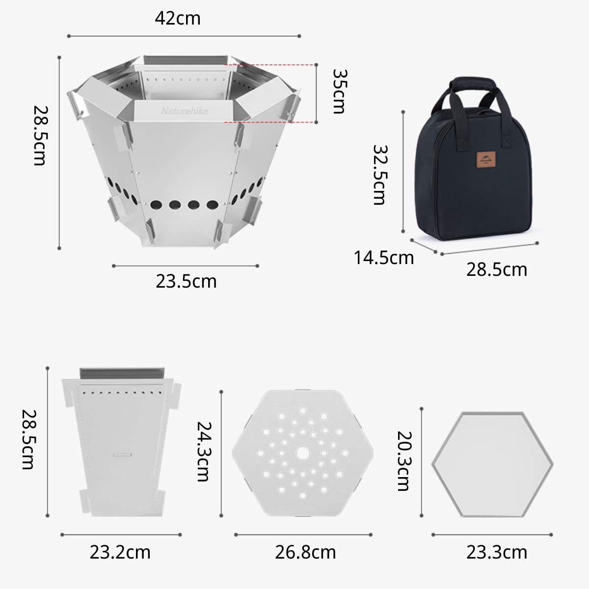 Amazon | Naturehike 折りたたみ式 焚き火台 二次燃焼 六角形