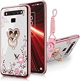 B-wishy for TCL 10 5G UW Case for Women, Glitter Crystal Butterfly Heart Floral Slim TPU Luxury...