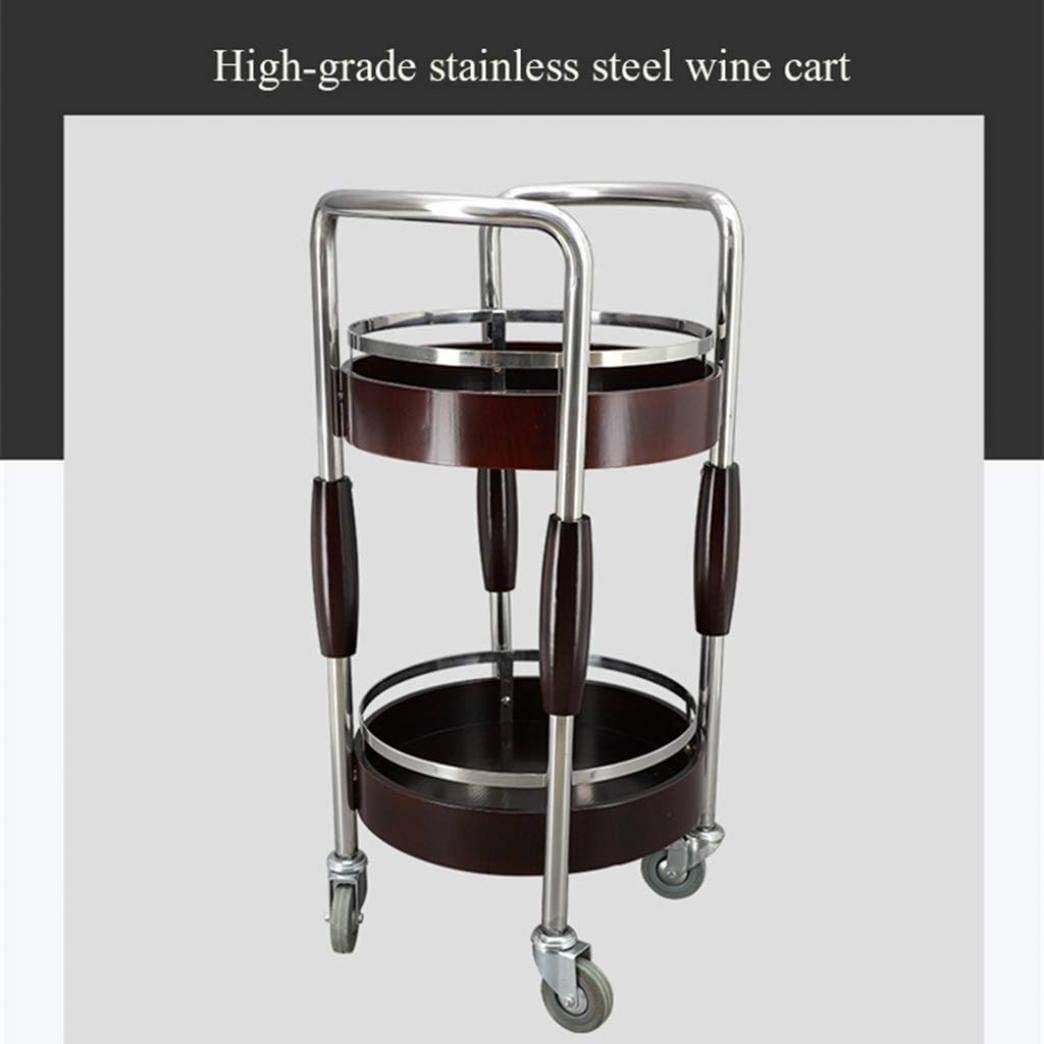 Carrito de Bar Redondo Negro, Carrito de Vino para Cocina doméstica, Carrito de Almacenamiento para Hotel, Carrito de Bebidas, Carrito de Comedor móvil silencioso con Dos Niveles.