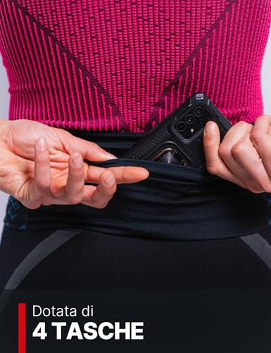 Ceinture d'enjambe extensible Biotex avec 4 poches pour smartphone L-XL