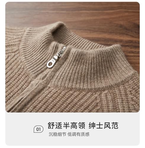 Men Zipper Cardigan Sweater Men's Knitted Half High Collar Zipper Cardigan Thick Warm Long Sleeved Sweater3