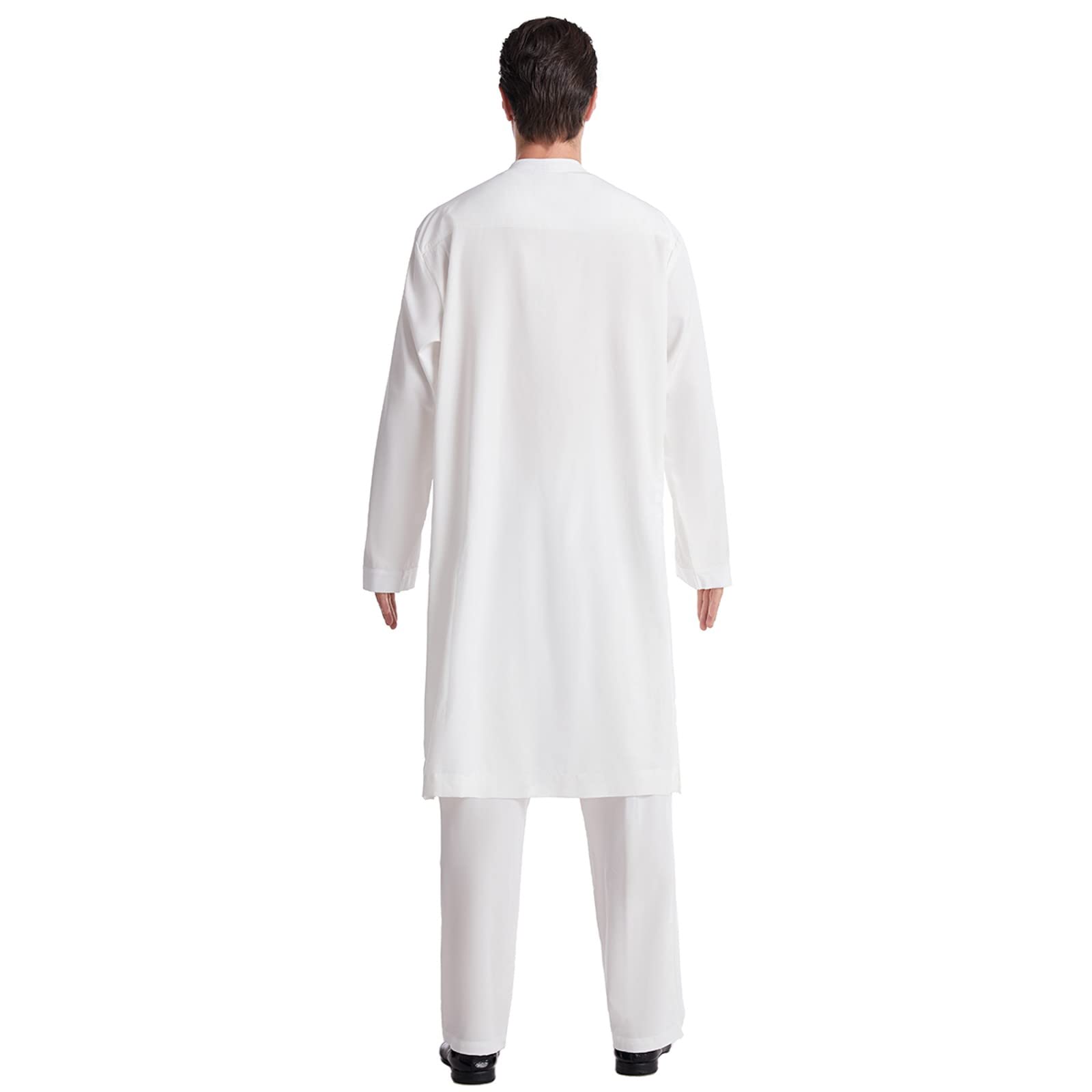 Musulmano Arabo Medio Oriente Robe Uomo Musulmano Arabo Medio Oriente Girocollo Maniche Lunghe Islamico Abito Arabo Set Maniche Lunghe, A2 bianco., XL