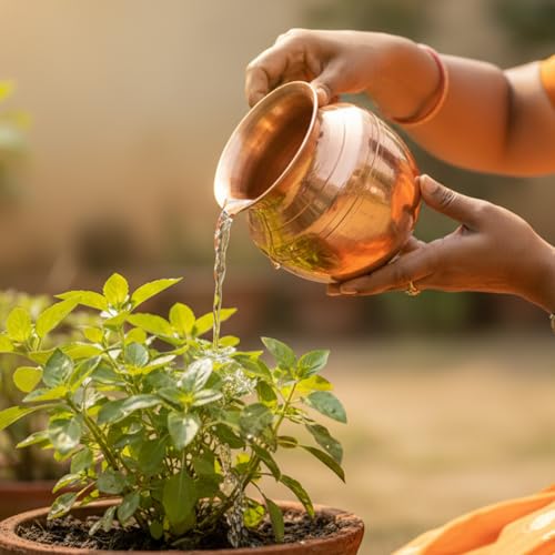 Image of PrettyKrafts Copper Lota for Puja 600 ml | Copper Kalash for Pooja | Pooja Lota | Premium Kalasam for Pooja | Big Lota for Puja | Water Pot| Items for Pooja