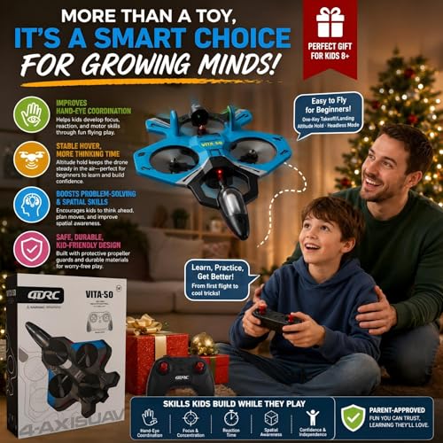 Image of Remote Control Plane Drone for Kids, LED Fighter Jet Flying Toy with 2 Batteries, Easy to Fly RC Airplane for Beginners, Altitude Hold, 360 Flips, Indoor Outdoor Gift, Green