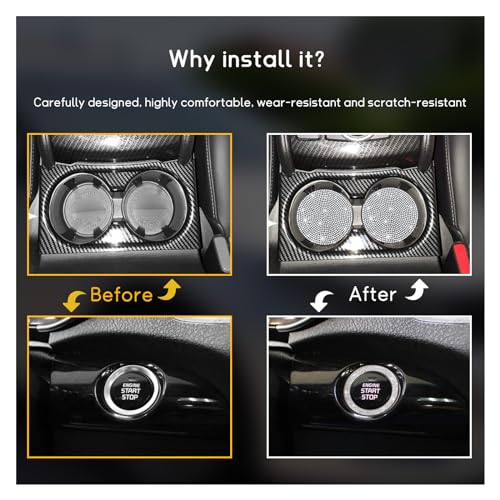Image of Ziciner 2 Pack Bling Car Cup Holder Coaster, Anti-Slip Auto Insert Coaster with Start Stop Button Cover, Universal Shiny Crystal Vehicle Interior Accessories for Women and Girls (White)