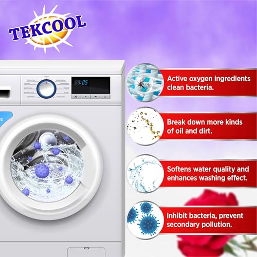 Image of TEKCOOL Washing Machine Cleaner Tablet Descaling Powder Tablets, Washing Machine deep Cleaner, Deep Cleaner Tablet All Company's Front and Top Load Machine (24 pcs) (Red Rose).