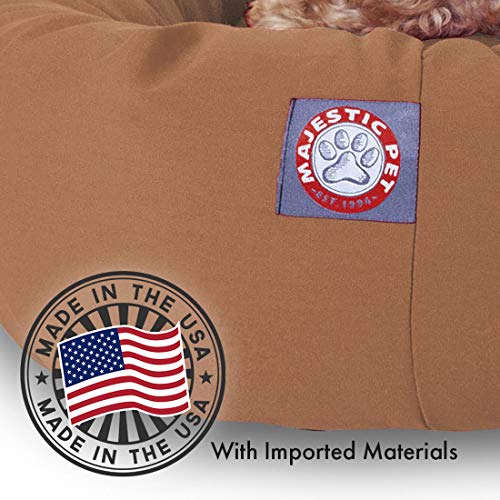 Image of 24 inch Khaki & Sherpa Bagel Dog Bed By Majestic Pet Products