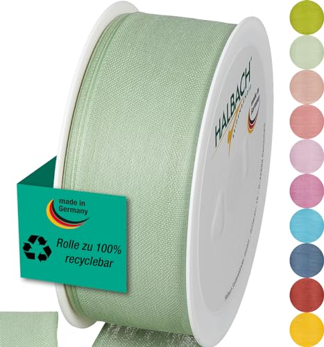 Halbach Seidenbänder Geschenkband | Breite 40mm Länge 25m | Schleifenband made in Germany | Geschenkbänder in Vielzahl von Farben und Breiten, perfekt zum Verpacken und Dekorieren, Farbe: mint