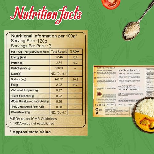 Image of Chokhi Dhani Ready to Eat Kadhi Pakora with Rice 360g | Kadhi Chawal | North Indian Yogurt Curry & Rice | Just Heat & Eat Microwave Meal | Veg
