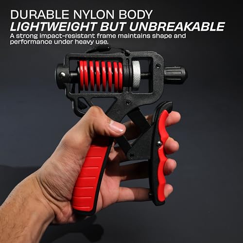 Image of Nivia Xtreme Power Hand Grip, Adjustable Hand Grip, Hand Gripper for Men & Women for Gym Workout, Hand Exercise Heavy Strength Training Equipment for Forearms, Finger Exerciser, 5-165 kg resistance (Red)