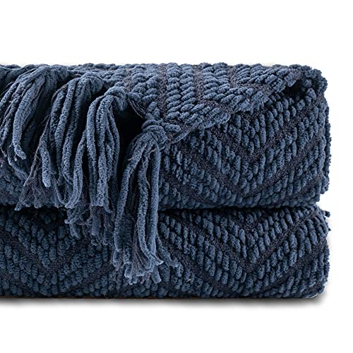BATTILO HOME Navy Blue Throw Blanket for Couch,...