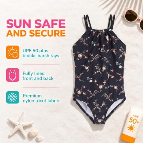 Image of Kanu Surf Girls Jasmine Beach Sport Halter One Piece Swimsuit