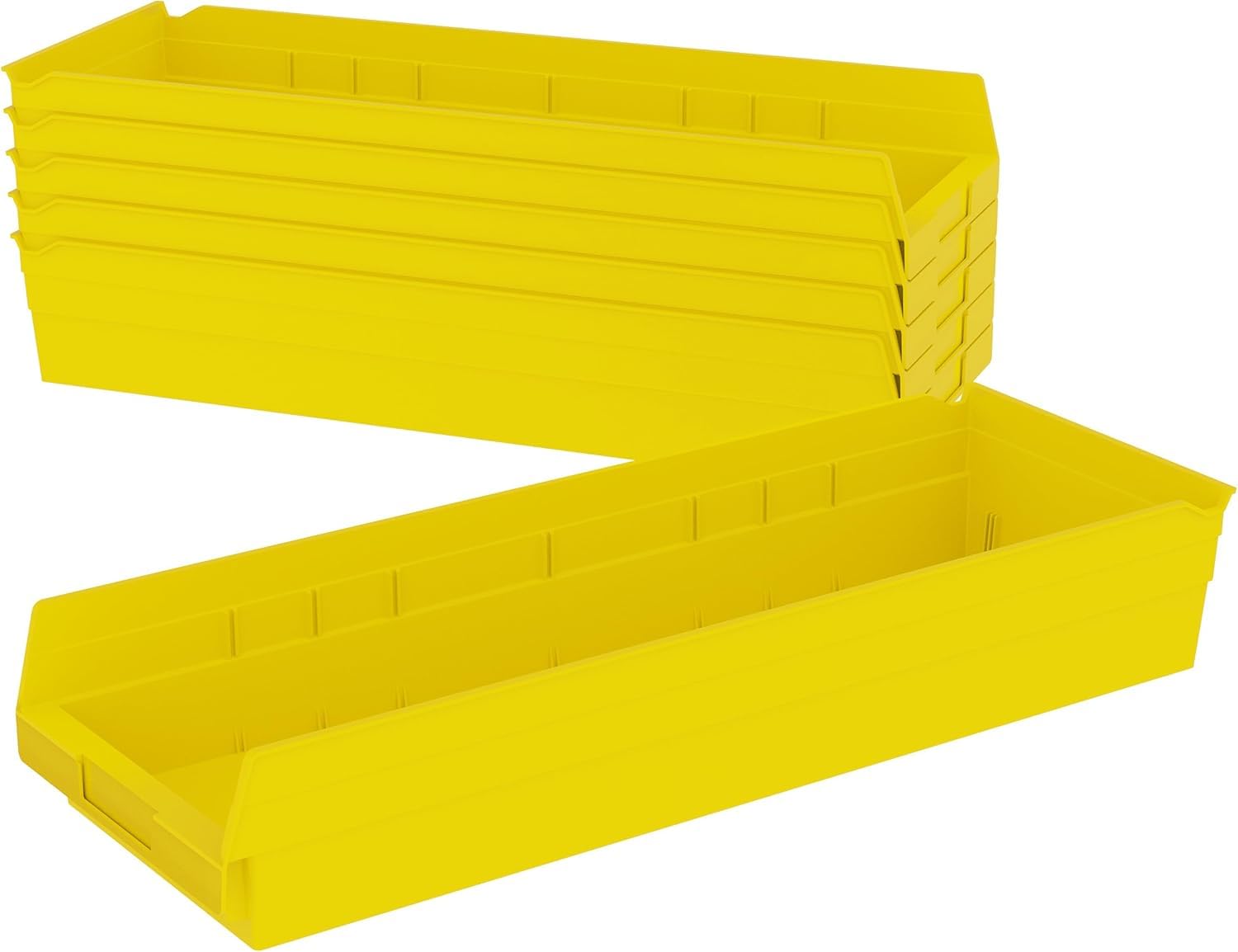 Akro-Mils Small Parts Shelf Bins - 8-3/8 X23-5/8 X4 - Yellow - Yellow - Lot of 6